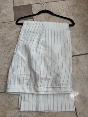 Lafayette 148 New York White Linen Pinstripe Dress Pants